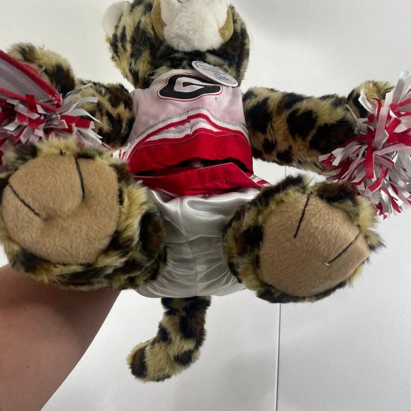 Build-A-Bear Leopard UGA Go Dawgs Cheetah Cheerleader Uniform Mega Phone Animal - Picture 8 of 10